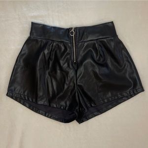 Black Faux Leather Shorts